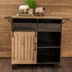 Metal and Wood Cabinet Cart