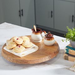 Simple Carved Wood Lazy Susan