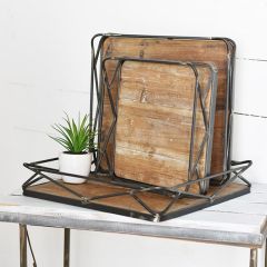 Modern Rustic Square Tray Set of 3