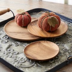 Traditional Round Wooden Trays Set of 3
