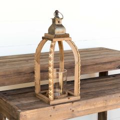 Simple Wood Candle Lantern 20 Inch