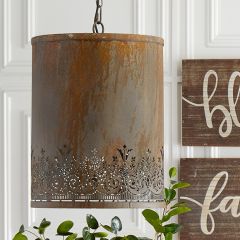 Rustic Punched Tin Hanging Pendant Light
