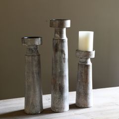 Mango Wood Pillar Holder Collection Set of 3