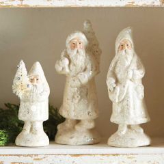 Sparkly Snowy Santa Figurine Set of 3