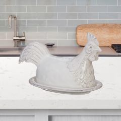 Country Clay Rooster Butter Dish
