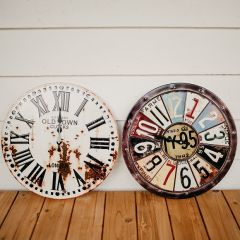 16” Rustic Metal Wall Clocks Set of 2
