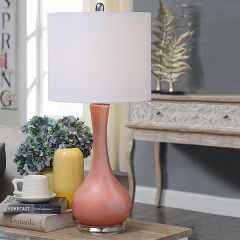 Rosy-Hued Glass Table Lamp