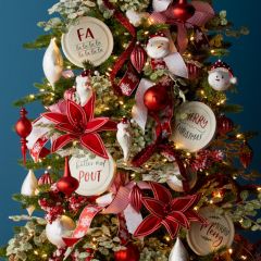 Round Wood Christmas Ornaments Set of 4