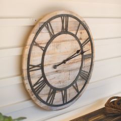 Wood Clock With Metal Roman Numerals