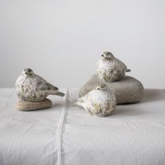 Rustic Ceramic Bird Figurines Set of 3