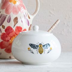 2 Piece Bee Honey Pot with Dipper Set