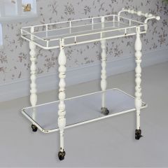 2 Tier Distressed Rolling Bar Cart