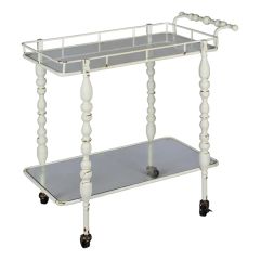 2 Tier Distressed Rolling Bar Cart