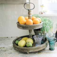2 Tier Distressed Wood Tray