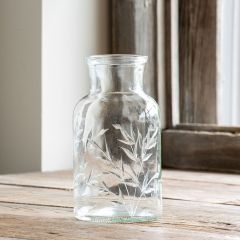 Apothecary Style Etched Glass Vase 6 Inch