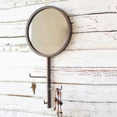 Rustic Wall Mirror With Hooks