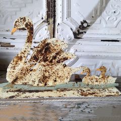 Folk Art Rusty Swans Tabletop Decor