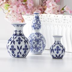 Patterned Porcelain Bud Vase Collection Set of 3