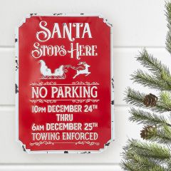 Santa Stops Here Metal Wall Sign