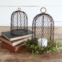 Rusty Chicken Wire Cloche Domes Set of 2