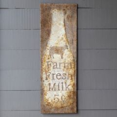 Aged Metal Fresh Milk Wall Sign