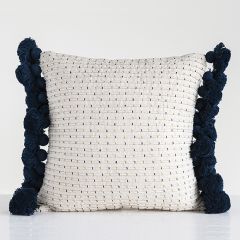 Embroidered Pillow With Tassel Edges