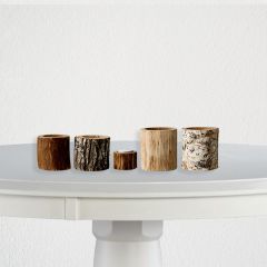 Country Wood Tealight Candle Holders Set of 5