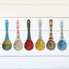 Painted Stoneware Spoons Set of 6