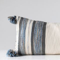 Striped Cotton Blend Lumbar Pillow