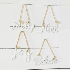 Tin Holiday Word Hangers Set of 4