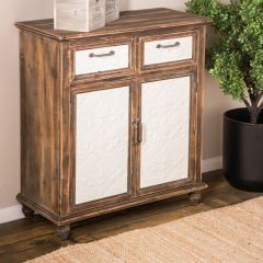 Wood Cabinet With Enamel Accents