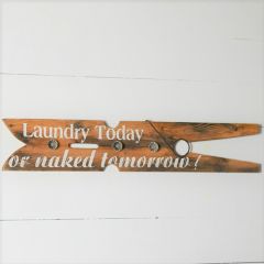 Large Clothespin Laundry Today Wall Decor