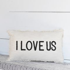 I Love Us Fringed Accent Pillow