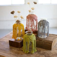 Macrame Collar Glass Bud Vase Set of 4