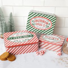 Vintage Inspired Striped Candy Cane Tins Set of 3