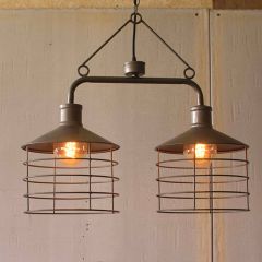 Industrial Cage Double Pendant Light
