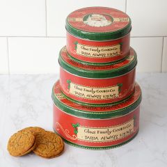 Claus Family Cookies Decorative Tin Container Set of 3