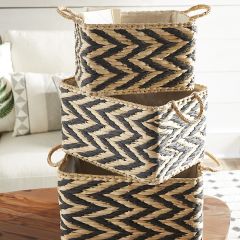 Lined Woven Nesting Basket Set of 3