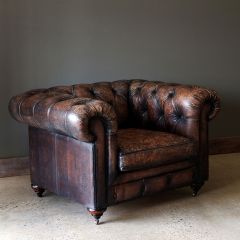 Distressed Leather Chesterfield Chair