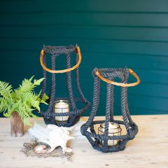 Jute Rope Wire Candle Lantern Set of 2