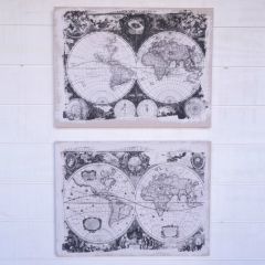 Black & White Globe Canvas Print Set of 2