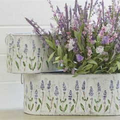 Lavender Embossed Iron Container Set of 2