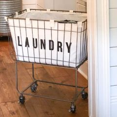 Fabric Lined Metal Rolling Laundry Cart
