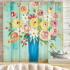 Wood Plank Color Splash Bouquet Wall Art