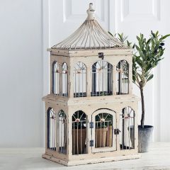 White Antiqued Decorative Bird Cage