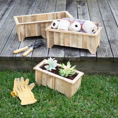 Recycled Wood Planter Box Set of 3