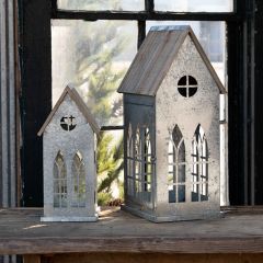 Christmas Chapel Candle Lantern Set of 2