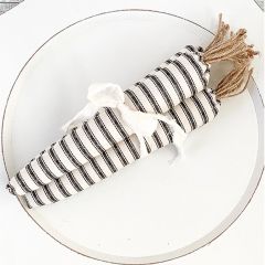 3 Piece Ticking Stripe Fabric Carrot Bundle with White Canvas Bow