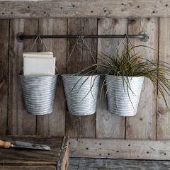 3 Pot Galvanized Wall Bucket Planter