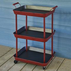 3 Tier Red Utility Bar Cart